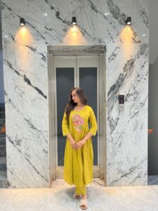 sunshine yellow kurti set 